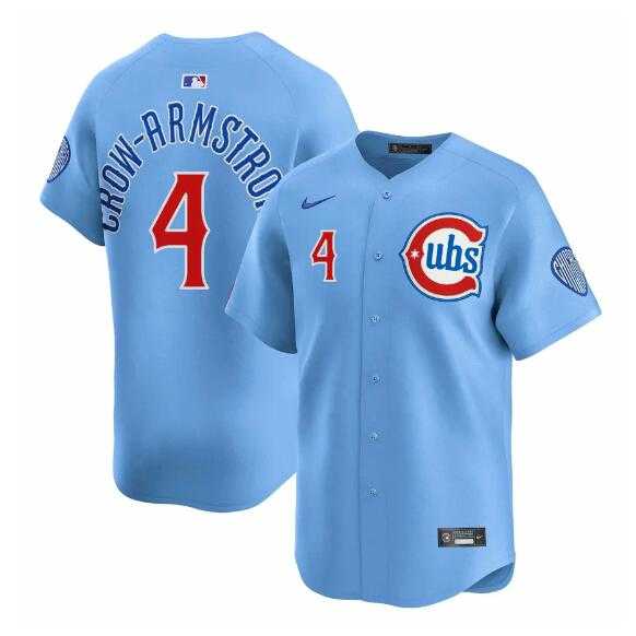 Mens Chicago Cubs #4 Pete Crow-Armstrong Blue 2024-25 2nd Alternate Limited Stitched Jersey Dzhi